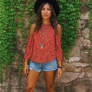 VERONICA BEARD Flynn Cold Shoulder Silk Blouse, 0